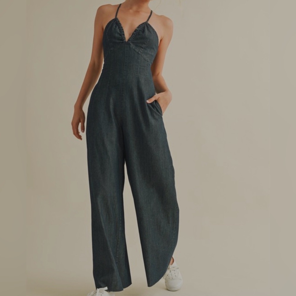 Mustard Seed soft charcoal Jumpsuit-97cotton/3 span. Pockets